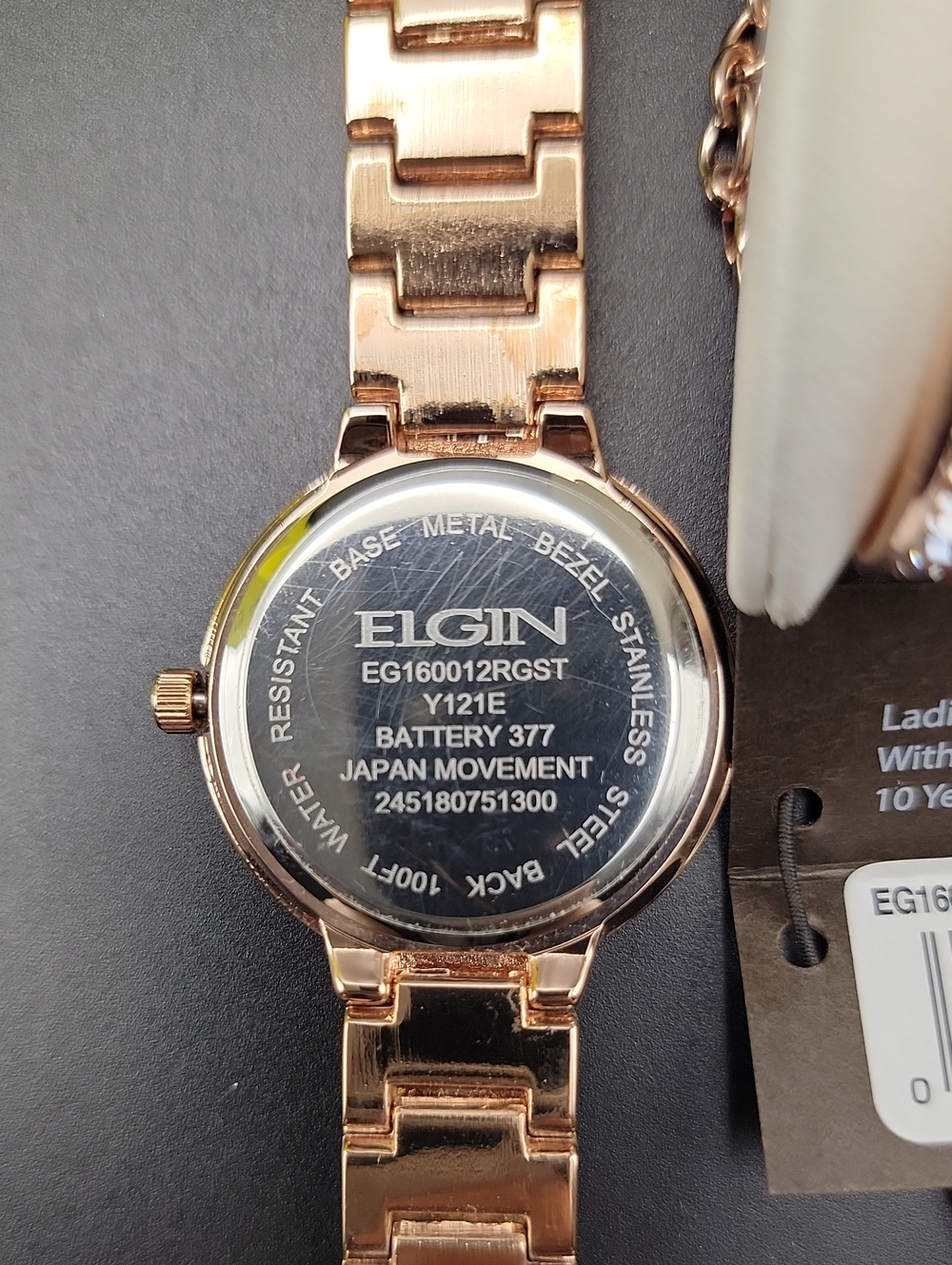 NEW Elgin Women's 3 Piece Rose Gold-Tone Strap 32mm Quartz Watch & Bracelet Set - Picture 4 of 9